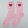 Pink heart feather yarn socks